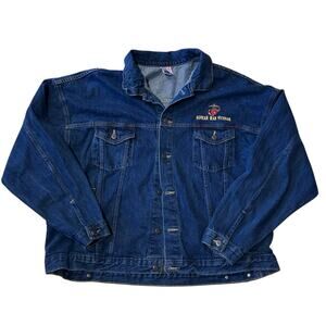 Vintage Korea War Veteran Denim Jacket Mens Sz 2XL Military Collectible Memorial